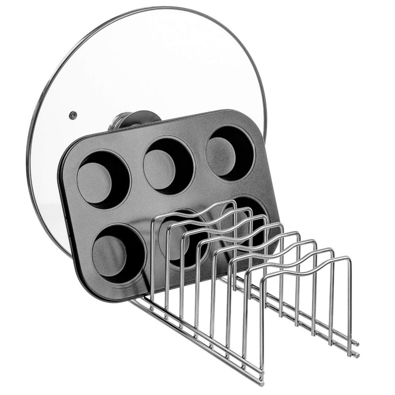 Slideep Pot Pan Lid Holder Drying Rack, Bakeware Lid Storage Organizer, Pantry and Cabinet Holder - Image 1